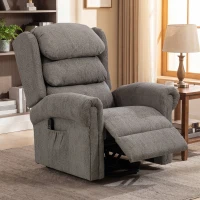 HOMCOM Velvet-Feel Electric Riser Recliner Chair, Power Lift Recliner Chair for Elderly with Remote Control, Dark Grey(m-12)