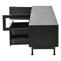 Modern Minimalist TV Cabinet with Cable Management, Sideboard with 2 Doors, 2 Drawers and 1 Open Shelf, 200L x 40W x 50.5H cm, Black(m-9)