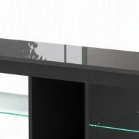 HOMCOM TV Stand Cabinet with LED Lights and Remote Control for TVs up to 65", Entertainment Centre with Storage Shelves, Black(m-12)