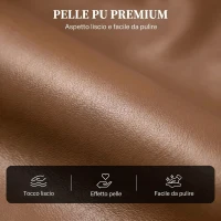 HOMCOM Poltrona Relax Reclinabile Manualmente a 155° con Poggiapiedi, in Pelle PU, Marrone scuro(m-6)