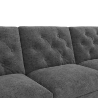 Modern Velvet L-Shaped Sectional Sofa with Reversible Storage Chaise and Tufted Back, Soft Corner Couch for Living Room, 281L x 132W x 86H cm, Grey(m-11)