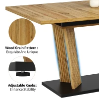 Modern Extendable Dining Table with Grooved Support Legs, Space-Saving Kitchen Table for Flats and Dining Rooms, 120L x 80W x 76H cm, Oak(m-6)