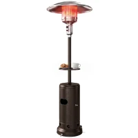 Outsunny Fungo Riscaldante a Gas 13kW, con Ruote e Tavolino, Marrone(m-11)