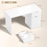 HOMCOM Computer Desk with Drawer, 120 cm Reversible Office Desk, Cabinet, Adjustable Shelf, Thick Top, White(m-3)