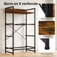 HOMCOM Meuble de rangement style industriel commode 4 tiroirs en tissu pliables et amovibles et 1 étagère - 50 x 29 x 85 cm(m-7)