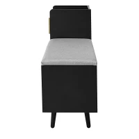 Modern Entryway Shoe Bench Storage Cabinet with Adjustable Shelves, Soft Storage Organiser Unit with Metal Handles, 100L x 34W x 69H cm, Black(m-9)