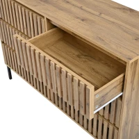 Modern Sideboard with 6 Ventilated Openwork Drawers, Practical Storage Cabinet for Hallway and Living Room, 120L x 40W x 81H cm, Natural(m-8)
