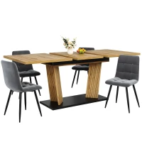 Modern Extendable Dining Table with Grooved Support Legs, Space-Saving Kitchen Table for Flats and Dining Rooms, 120L x 80W x 76H cm, Oak(m-10)