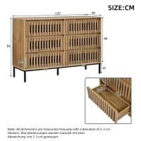Modern Sideboard with 6 Ventilated Openwork Drawers, Practical Storage Cabinet for Hallway and Living Room, 120L x 40W x 81H cm, Natural(m-3)
