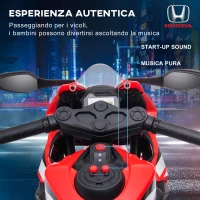 HOMCOM Moto Elettrica per Bambini con Licenza HONDA, Batteria 6V Ricaricabile, Velocità 3km/h, Rosso(m-4)