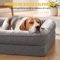 PawHut Cama para Perros Medianos Cama para Gatos Colchón para Perros con Base Antideslizante Funda Lavable 91x68x16 cm Gris(m-4)