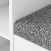AIYAPLAY Estantería Infantil Juguetes con Rincón de Lectura Cojín 3 Cajones de Tela 3 Estantes 4 Cubículos 137x40x80 cm Blanco y Gris(m-13)