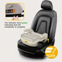 Safe ISOFIX Car Booster Seat with ECE R129 i-Size and Cup Holder, Portable Travel Booster Cushion for Kids and Vehicles, 40L x 42W x 17H cm, Grey(m-5)