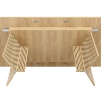 Extendable Dining Table with Grooved V-Shaped Legs, Space-Saving Dining Table for Flats and Family Meals, 120-160L x 80W x 76H cm, Natural(m-9)