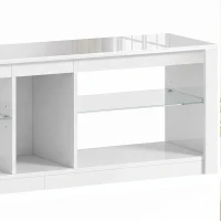 HOMCOM TV Stand Cabinet with LED Lights and Remote Control for TVs up to 65", Entertainment Centre with Storage Shelves, White(m-9)