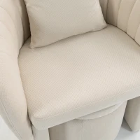 HOMCOM Relaxfauteuil met hocker, loungestoel met gebogen rugleuning, armleuningen, Scandinavische chenille, gestoffeerd, beige(m-11)