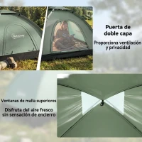 Outsunny Tienda de Camping Plegable con 2 Ventanas de Malla Bolsa de Transporte y Marco de Fibra de Vidrio 206x152x110 cm Verde(m-4)