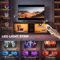 HOMCOM TV Stand Cabinet with LED Lights and Remote Control for TVs up to 65", Entertainment Centre with Storage Shelves, Black(m-4)