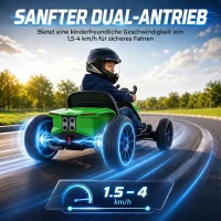 AIYAPLAY Elektrische skelter voor kinderen 12V met 2 motoren, 4-voudig verstelbare zitting, soft-start, EVA-wielen en led-koplampen(m-7)
