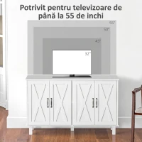 HOMCOM Mobilă Multifuncțională din MDF cu 4 Niveluri, 2 Rafturi Reglabile și 5 Picioare de Susținere, 120x37x75 cm, Albă(m-6)