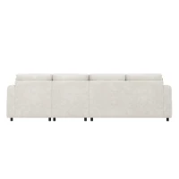 Modern Velvet L-Shaped Sectional Sofa with Storage Chaise and Tufted Back, Soft Corner Couch with Reversible Corner, 281L x 132W x 86H cm, BeigeStorage Chaise(m-9)