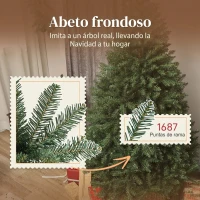 HOMCOM Árbol de Navidad 180 cm Árbol de Navidad Artificial con 1687 Ramas y Base Metálica Plegable Realista y Frondoso Verde(m-5)
