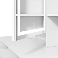 HOMCOM Kaptafel met LED-spiegel, 2 lades, open vakken en 8 haken, wit(m-12)