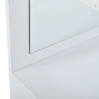 Modern Hall Tree with Coat Rack, Mirror and Shoe Bench, Space-Saving Entryway Unit with 6 Hooks and Flip Cabinets, 120L x 30W x 180H cm, White(m-12)