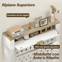 HOMCOM Copritermosifoni con Cassetto a Ribalta, Motivo a Croce per Soggiorno, Corridoio, Ufficio, Bianco(m-4)