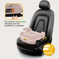 Safe ISOFIX Car Booster Seat with ECE R129 i-Size and Cup Holder, Portable Travel Booster Cushion for Kids and Vehicles, 40L x 42W x 17H cm, Pink(m-5)