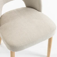 HOMCOM Dining Chairs Set Upholstered Kitchen Chenille Tool Free Assembly Rubberwood Legs, Beige(m-11)