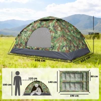 Outsunny 2 Person Camping Tent, Dome Tent with Zipped Doors, Storage Pocket, Portable Handy Bag, Multicoloured(m-3)