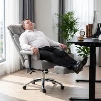 HOMCOM Big and Tall Office Chair, 250 kg Heavy Duty Executive Desk Chair with Adjustable Padded Armrests and High Back, Grey(m-8)
