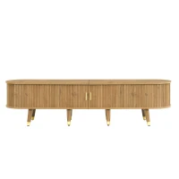 Rustic TV Cabinet with Sliding Doors, Spacious Media Storage Unit for Living Room, 175L x 38W x 45H cm, Wood(m-2)