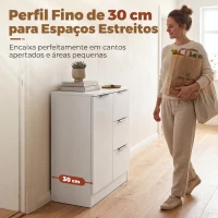 HOMCOM Aparador Estreito com Porta e 3 Gavetas 60x30x70 cm para Entrada ou Sala Branco(m-4)