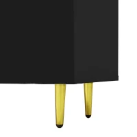 High-Gloss TV Cabinet with Four Soft-Close Doors, Modern Entertainment Stand for Living Room, 170L × 35W × 46H cm, Black+Gold(m-11)