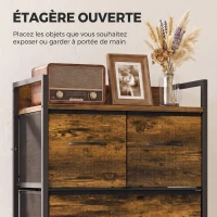 HOMCOM Meuble de rangement style industriel commode 4 tiroirs en tissu pliables et amovibles et 1 étagère - 50 x 29 x 85 cm(m-5)