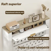 HOMCOM Mască pentru calorifer cu compartiment rabatabil, model în cruce, pentru living, hol sau birou, alb(m-4)