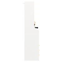 Tall Kitchen Cabinet with App-Controlled RGB LED and Glass Doors, Storage Unit with Wine Rack and 3 Drawers, 120L x 40W x 180H cm, White(m-8)