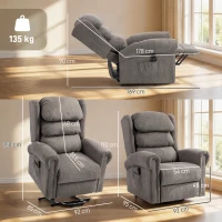 HOMCOM Velvet-Feel Electric Riser Recliner Chair, Power Lift Recliner Chair for Elderly with Remote Control, Dark Grey(m-3)