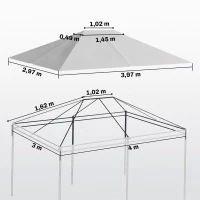 Outsunny Toile de remplacement pour pavillon tonnelle tissu polyester haute densité 180 g/m² anti-UV 3 x 4 m gris clair(m-3)