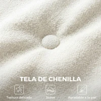 HOMCOM Sofá 3 Plazas de Chenilla sin Armazón con Asiento Profundo y Diseño Capitoné Blanco Crema(m-6)