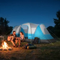 Outsunny 5 Man Camping Tent, Large Tunnel Tent, Water Resistant Hiking Shelter with Groundsheet and Carry Bag, Light Blue(m-8)