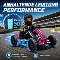 AIYAPLAY Elektro Go-Kart für Kinder 12V Gokart mit 2 Motoren, 4-fach verstellbarem Sitz Sanftanlauf EVA-Räder LED-Scheinwerfer(m-6)