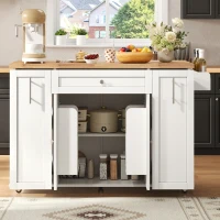 Mobile Kitchen Island with Foldable Countertop, Multifunctional Kitchen Cart with 3-Tier Drawers & Lockable Castors, 120L x 70W x 87H cm, White(m-7)