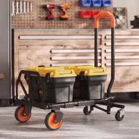 HOMCOM Steel 2-in-1 Folding Hand Truck on Wheels,  Foldable Trolley with Foldable Base, 120kg, Black and Orange(m-14)