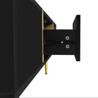 High-Gloss Coffee Table with Two Drawers and 19.5 cm Clearance, Modern Center Table for Living Room, 100L x 60W x 41.5H cm, Black+Gold(m-8)