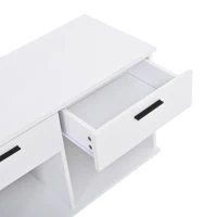 Hallway Storage Unit with Mirror and 4 Hooks, Space-Saving Shoe Cabinet with 10 Compartments for Entryway, 120L x 35W x 175.5H cm, White(m-10)