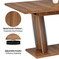 Extendable Dining Table with Double-Column Base, Space-Saving Kitchen Table with Anti-Slip Feet, 120-160L x 80W x 76H cm, Dark Brown(m-5)