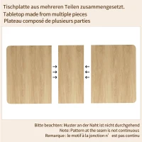 Extendable Dining Table with Grooved V-Shaped Legs, Space-Saving Dining Table for Flats and Family Meals, 120-160L x 80W x 76H cm, Natural(m-7)